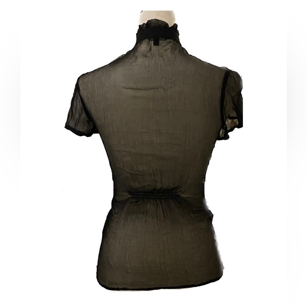 Black Sheer Blouse with Sequins Embellishments - Size S - Picture 2 of 9